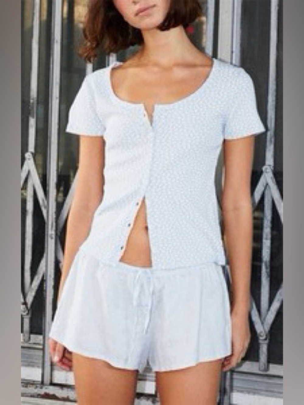 NWOT Brandy Melville 100% Cotton Pointelle Boxers Shorts ~ light blue